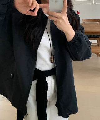 Vika String Collar Wind Blouson