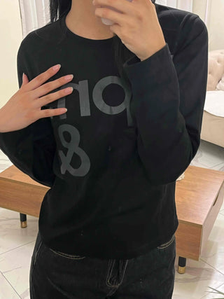 Sporty Print Slim Fit Round Neck Long Sleeve Tee