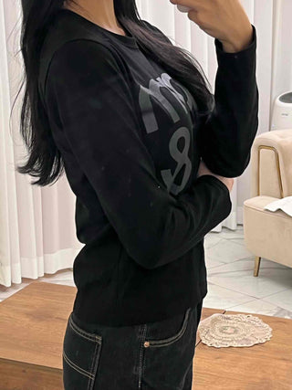 Sporty Print Slim Fit Round Neck Long Sleeve Tee
