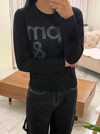 Sporty Print Slim Fit Round Neck Long Sleeve Tee