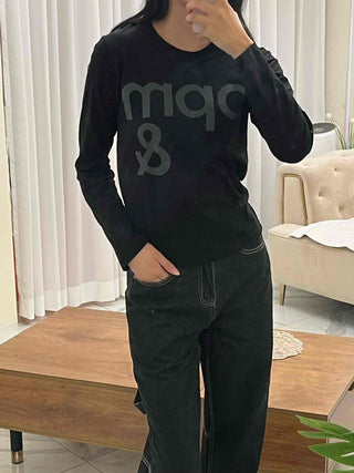 Sporty Print Slim Fit Round Neck Long Sleeve Tee