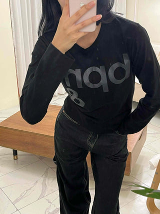 Sporty Print Slim Fit Round Neck Long Sleeve Tee