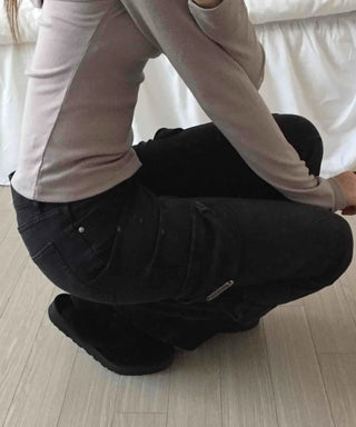 Y2K Style Low-Rise Cargo Flare Denim Pants