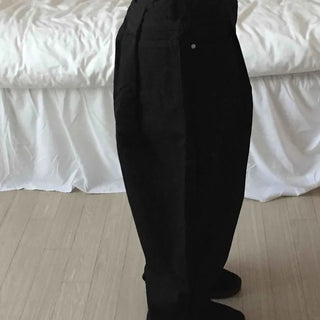 Basic Eyelet Button High-Waisted Straight Denim Long Pants