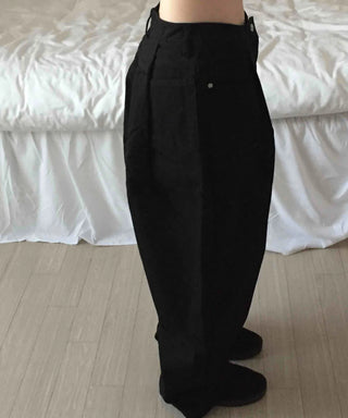 Basic Eyelet Button High-Waisted Straight Denim Long Pants