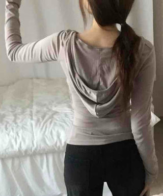 Slim Daily Shirred Sleeve Button Neck T-shirt