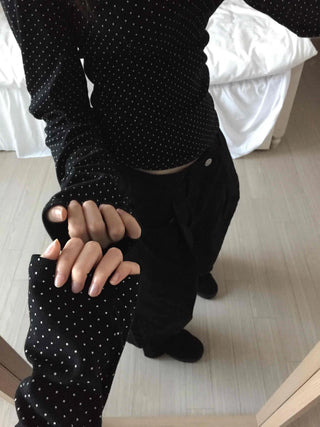 Minimal Dot Slim Fit Round Neck Long Sleeve T-shirt