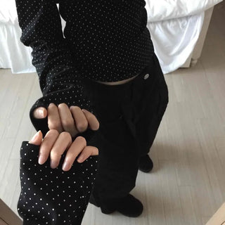 Minimal Dot Slim Fit Round Neck Long Sleeve T-shirt