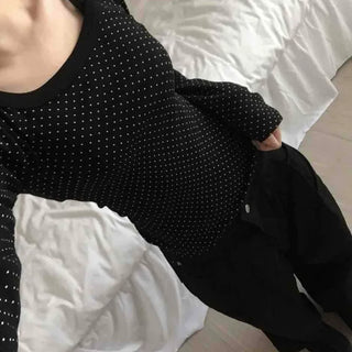 Minimal Dot Slim Fit Round Neck Long Sleeve T-shirt