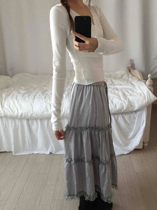 Lovely Cross V-Neck Ribbed Long Sleeve Tee
