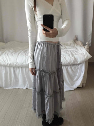 Lovely Cross V-Neck Ribbed Long Sleeve Tee