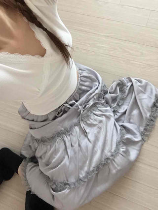 Lovely Cross V-Neck Ribbed Long Sleeve Tee