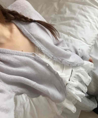 Soft Angora Puff Sleeve Crop Cardigan
