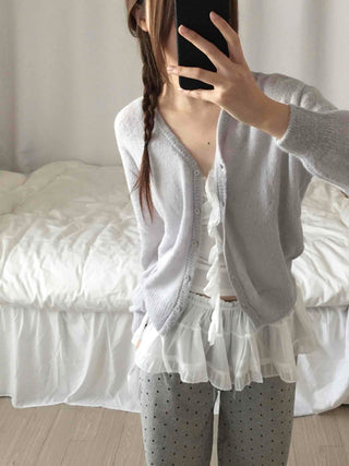 Delicate Fit Frill Wrap Shirred Sleeveless Knit
