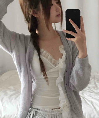Delicate Fit Frill Wrap Shirred Sleeveless Knit