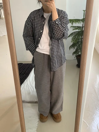 Vintage Classic Gingham Check Oversized Cotton Shirt