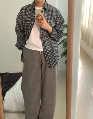 Vintage Classic Gingham Check Oversized Cotton Shirt