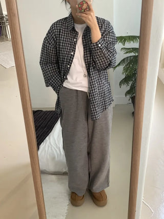 Vintage Classic Gingham Check Oversized Cotton Shirt