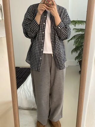 Vintage Classic Gingham Check Oversized Cotton Shirt