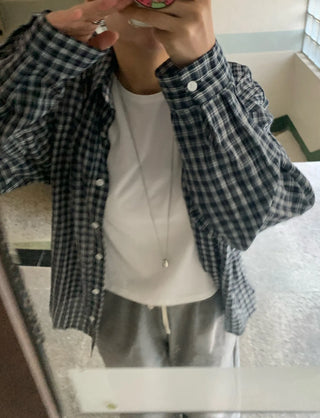 Vintage Classic Gingham Check Oversized Cotton Shirt