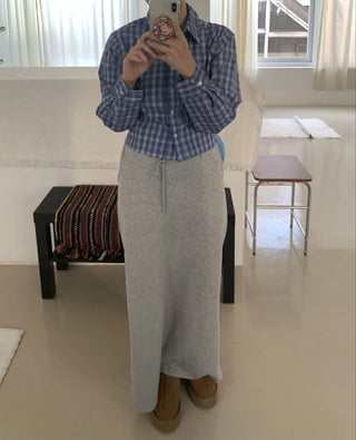 Vintage Navy Check Classic Collar Loose Fit Shirt