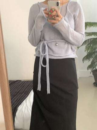 Delicate Fit Puff Sleeve Wrap Strap Slim Fit Knit