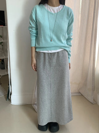Soft Cozy Cotton High-Waisted Straight Long Skirt