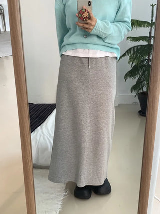 Soft Cozy Cotton High-Waisted Straight Long Skirt