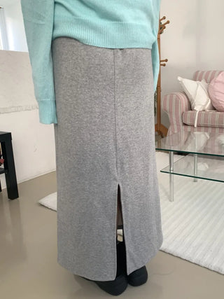Soft Cozy Cotton High-Waisted Straight Long Skirt