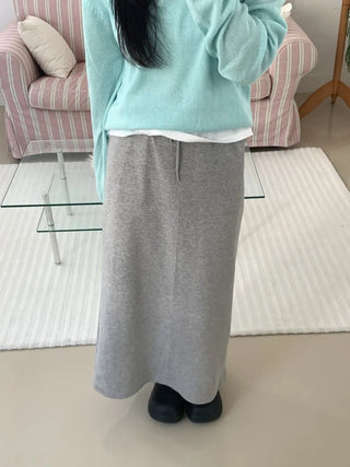 Soft Cozy Cotton High-Waisted Straight Long Skirt