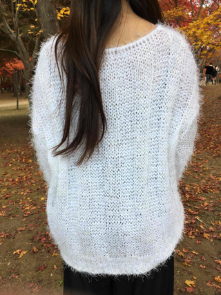 Fuzzy Soft Mohair Loose Fit Round Knit