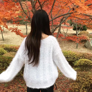 Fuzzy Soft Mohair Loose Fit Round Knit