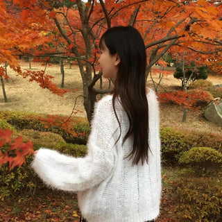 Fuzzy Soft Mohair Loose Fit Round Knit