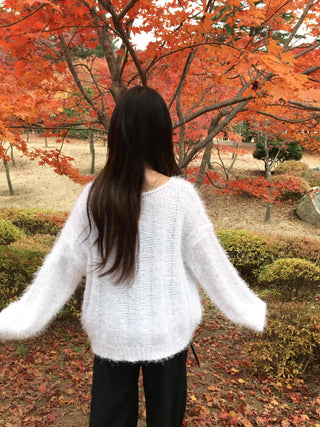 Fuzzy Soft Mohair Loose Fit Round Knit
