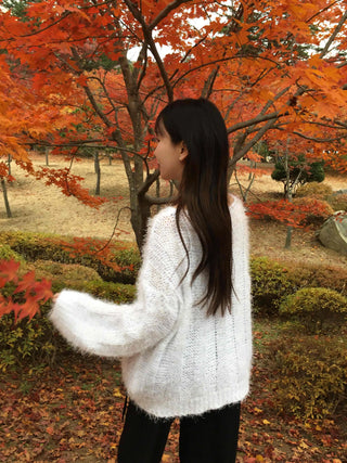 Fuzzy Soft Mohair Loose Fit Round Knit