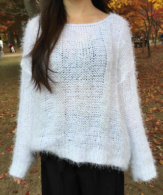 Fuzzy Soft Mohair Loose Fit Round Knit