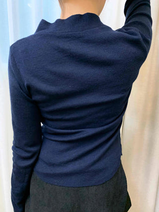 Modern Classic Deep V-Neck Scarf Knit