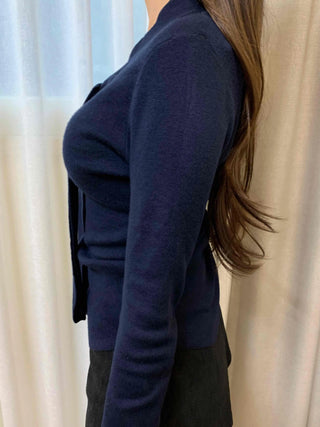 Modern Classic Deep V-Neck Scarf Knit
