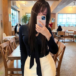Modern Classic Deep V-Neck Scarf Knit