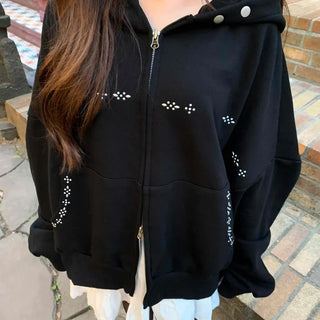 Youth Studded Point Boxy Zip-Up Hoodie