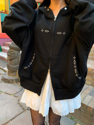 Youth Studded Point Boxy Zip-Up Hoodie