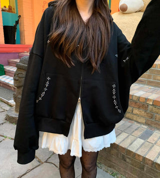 Youth Studded Point Boxy Zip-Up Hoodie