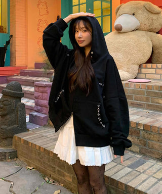 Youth Studded Point Boxy Zip-Up Hoodie