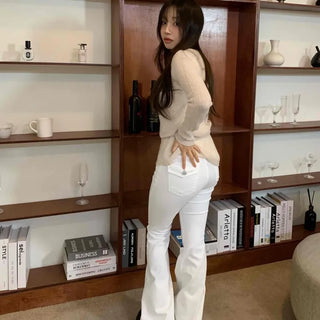 Glam Slim Bootcut High-Waisted Long Pants