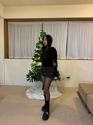 Shirred banded polka dot tiered shorts
