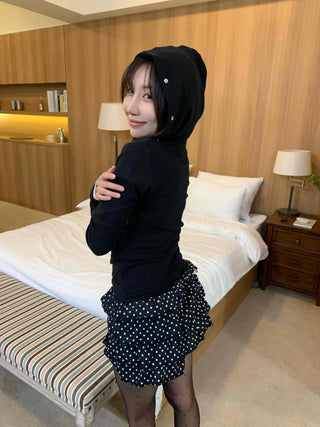 Snap Point Slim Hooded Long Sleeve T-shirt