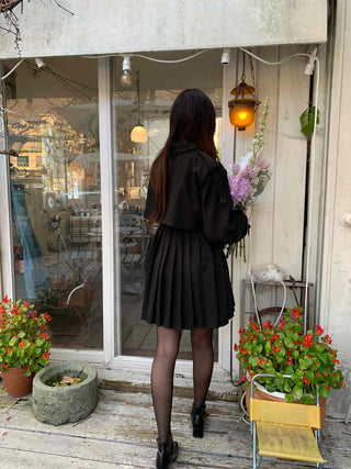 Romantic Puff Sleeve Collar Belted Mini Dress
