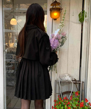 Romantic Puff Sleeve Collar Belted Mini Dress
