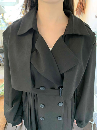 Romantic Puff Sleeve Collar Belted Mini Dress