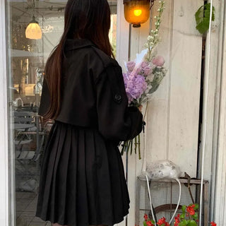 Romantic Puff Sleeve Collar Belted Mini Dress